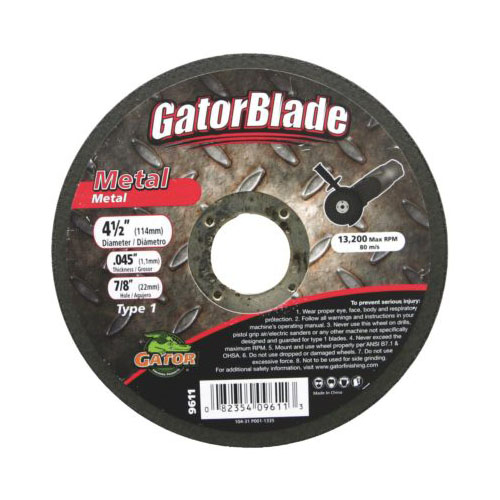 Ali Industries Gator® 9611 Cut-Off Wheel, 4-1/2 in Wheel Dia, 0.045 in Wheel Thickness, 7/8 in Center Hole