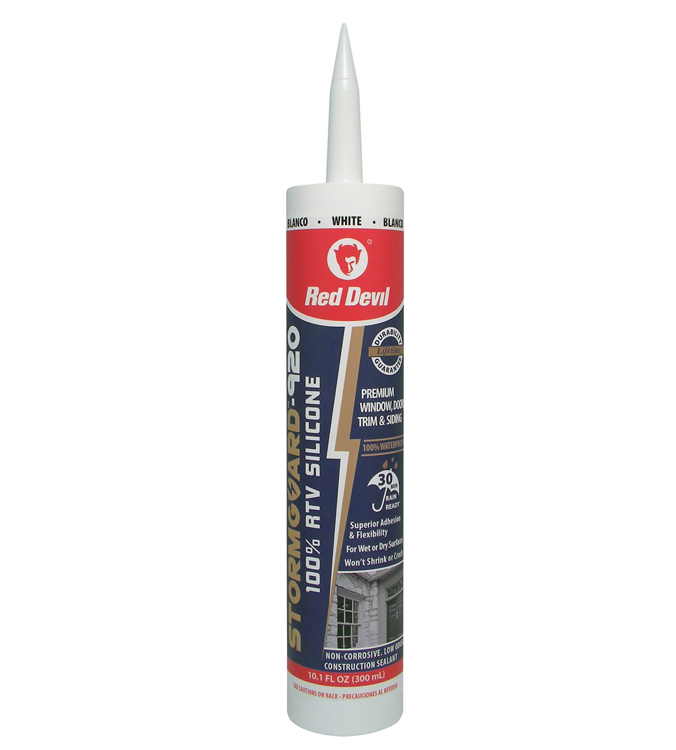 Red Devil® 0780 Silicone Sealant, 10.1 oz Container, Cartridge Container, White, Applicable Materials: Metal, Painted and Unpainted Wood, Glass, Plaster/Drywall, Brick, Vinyl and Plastic