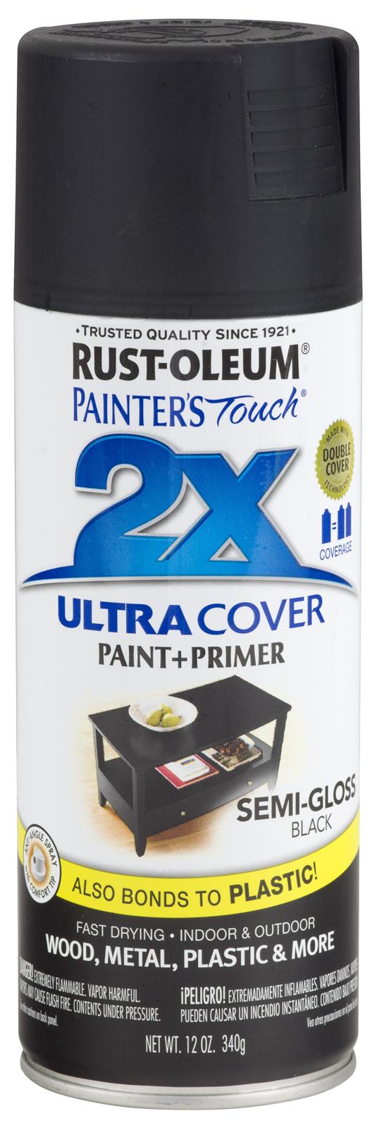 Rust-Oleum® Painter's® Touch 249061 Spray Paint, 12 oz Container, Black, Semi Gloss Finish